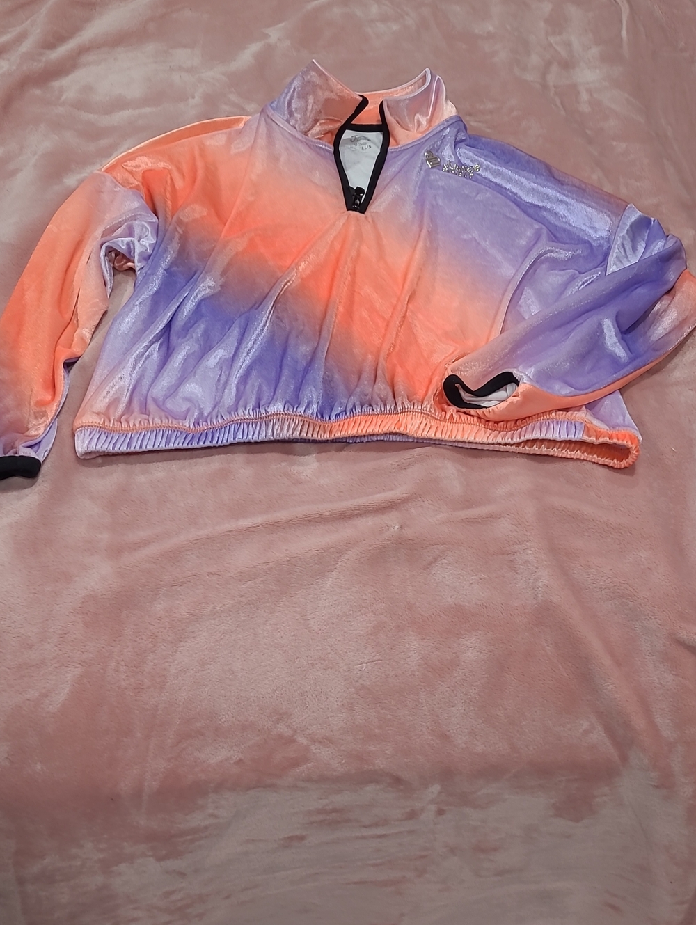 Justice Girls Ombre Half-Zip Pullover - Peach & Lavender